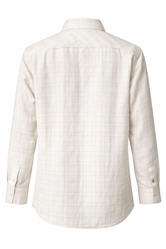 Men's Linen Shirt - Soft Ivory Grid