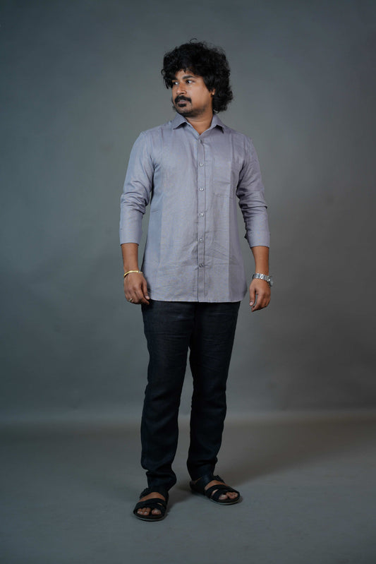 Men’s Linen Shirt – Solid Grey