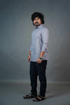 Men’s Linen Shirt – Solid Grey