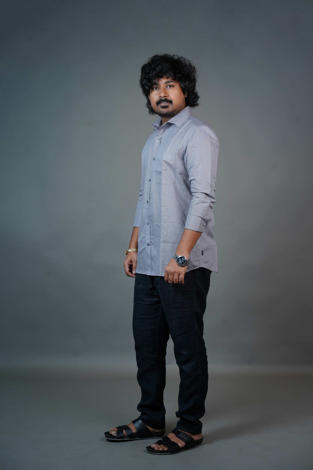 Men’s Linen Shirt – Solid Grey