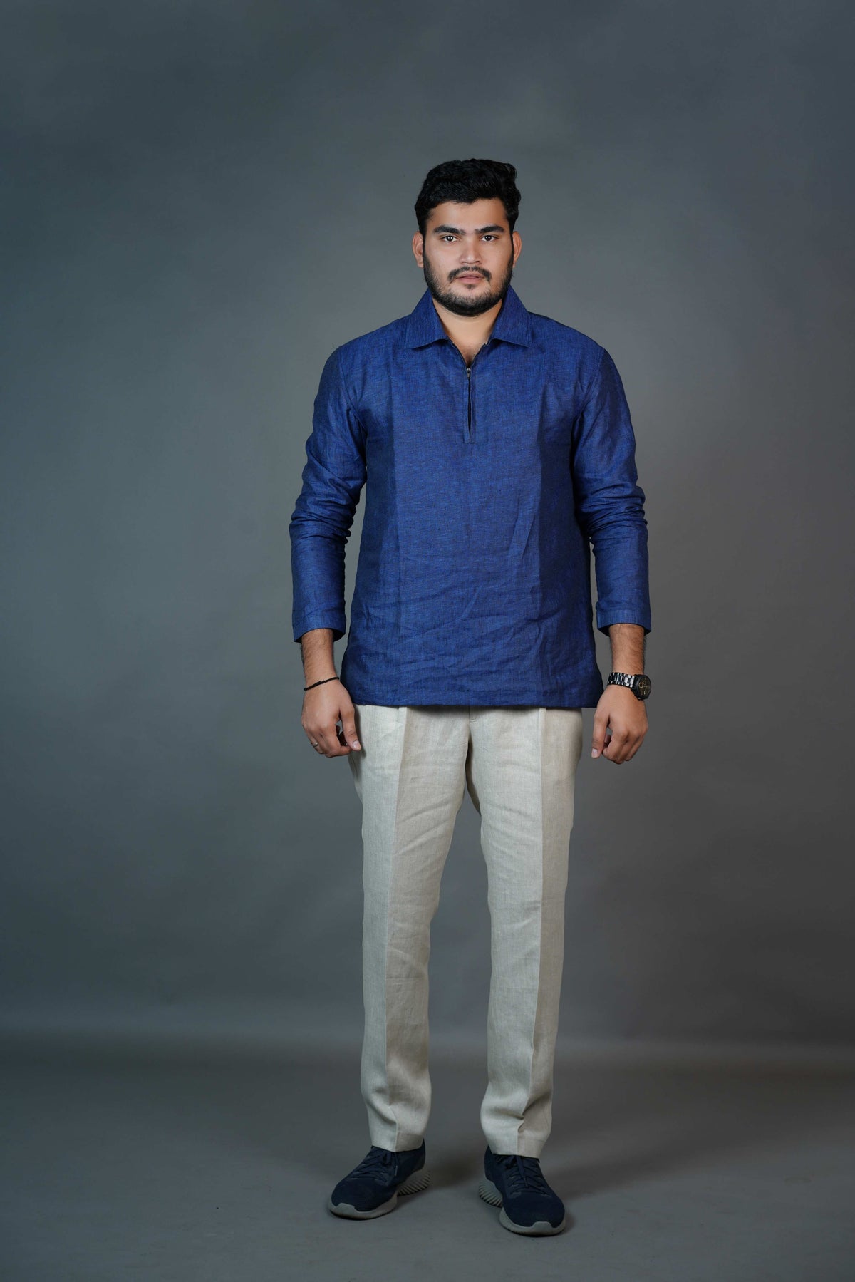 Indigo Blue Linen Shirt