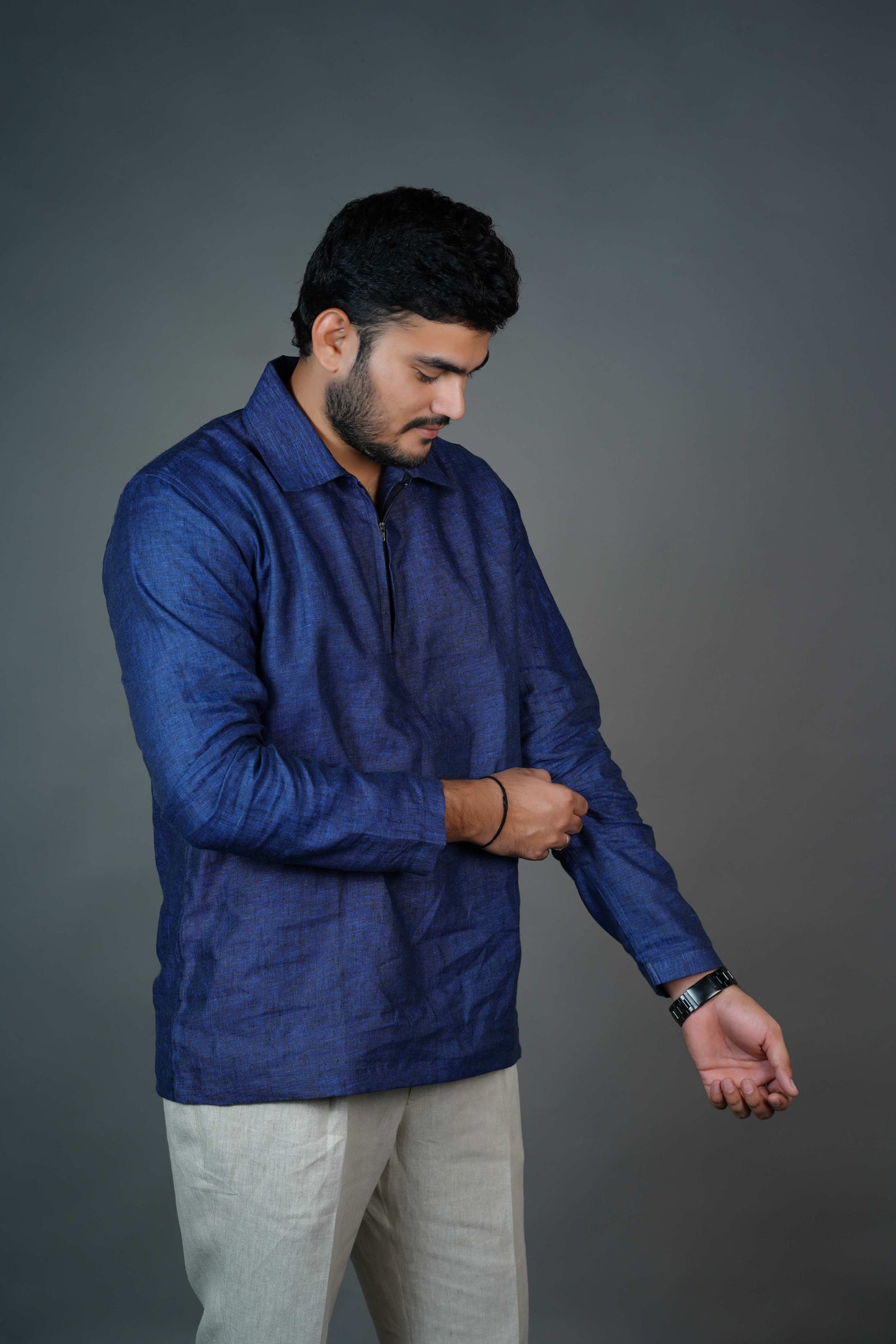 Indigo Blue Linen Shirt