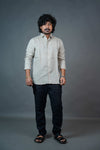 Men’s Linen Shirt – Natural Beige Striped