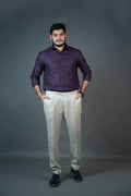 Men’s Linen Shirt – Wine Micro-Checks