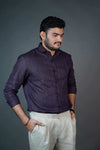 Men’s Linen Shirt – Wine Micro-Checks