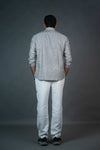 Men’s Linen Shirt – Grey Pinstripe