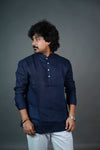 Navy Blue Solid Linen Shirt