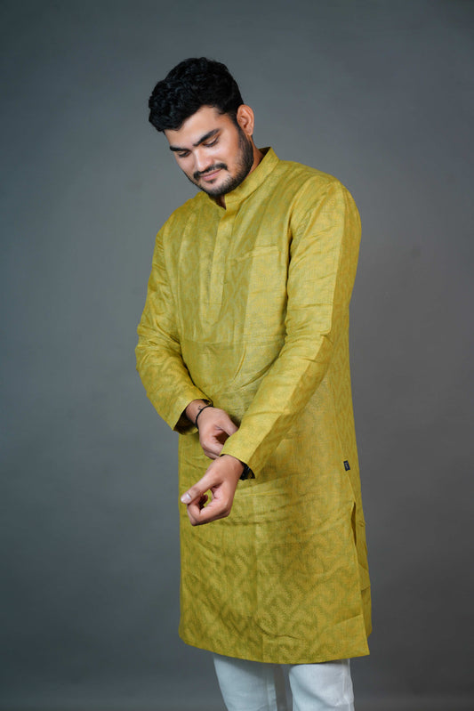Mustard Yellow Linen Kurta