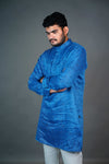 Royal Blue Printed Linen Kurta