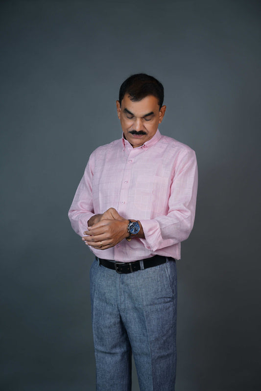 Men’s Linen Shirt – Pastel Pink