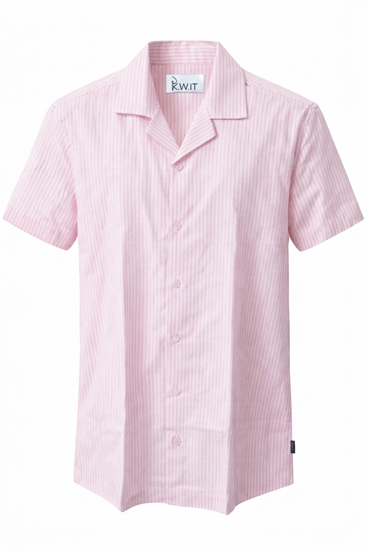 KWIT Mixed Linen Shirt - Pink and White Pinstripe