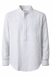 KWIT Mixed Linen Shirt- White with Blue Pinstripes