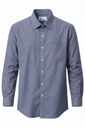 KWIT Mixed Linen Shirt - Blue Grey (Pinstripe)