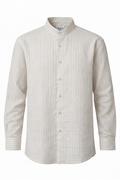KWIT Pure Linen Shirt - Ivory Pinstripe