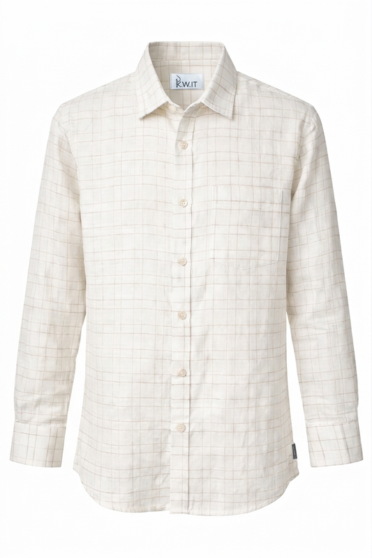 KWIT Pure Linen Shirt- Off-White Windowpane check