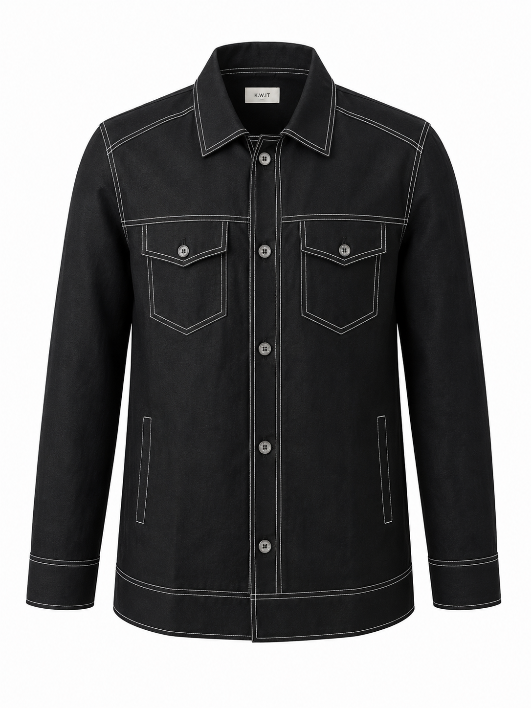 KWIT Denim-Style Linen Jacket – Black