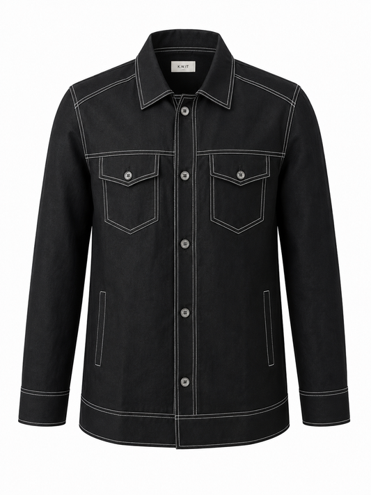KWIT Denim-Style Linen Jacket – Black