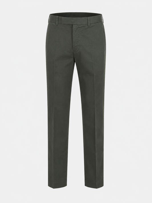 Olive Green Pure Cotton Twill Trousers