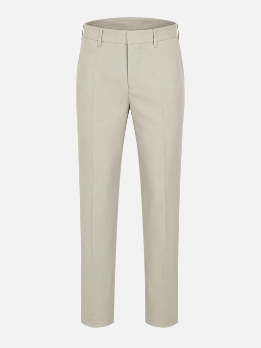 Beige Pure Cotton Twill Trousers