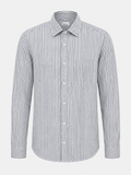KWIT Pure Linen Shirt - Slate Grey and White Stripe
