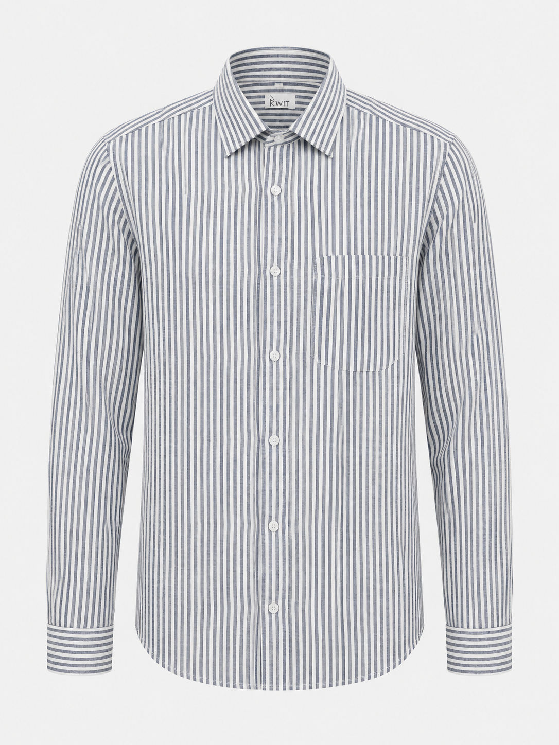 KWIT Pure Linen Shirt - Slate Grey and White Stripe