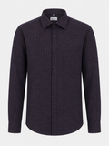 KWIT Pure Linen Shirt - Midnight Plum Micro-check