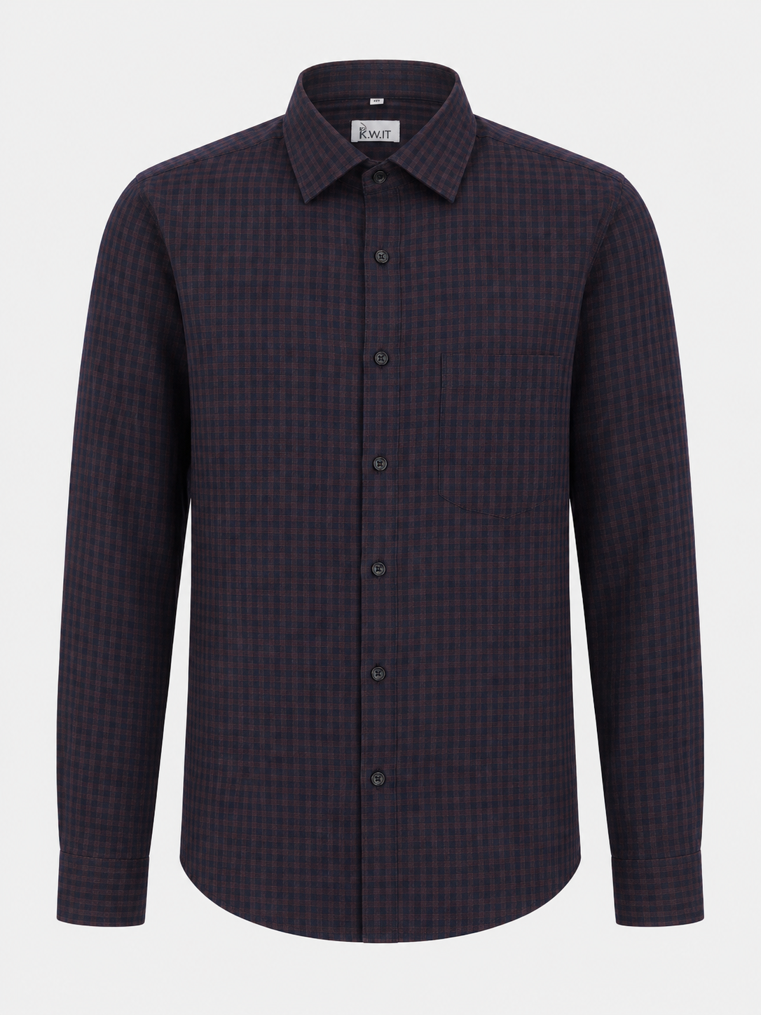 KWIT Pure Linen Shirt - Midnight Plum Micro-check
