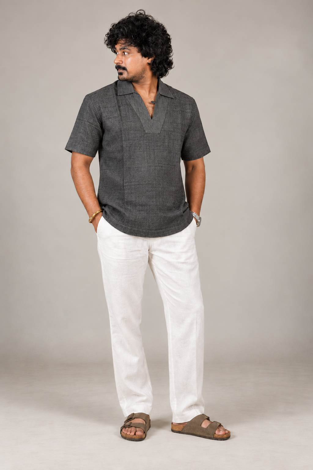 KWIT Handloom Cotton Shirt - Charcoal Grey