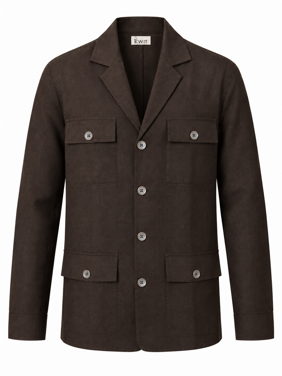 KWIT Pure Linen Safari Jacket - Dark Brown