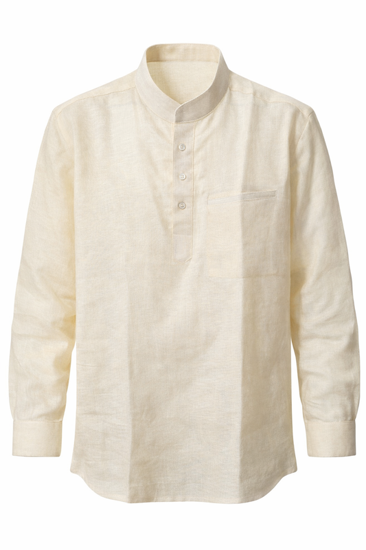 Men's Jute fabric Shirt - Soft Ivory Beige