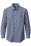 Men's Linen Shirt - Steel Blue (Pinstripe)