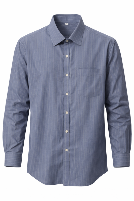 Men's Linen Shirt - Steel Blue (Pinstripe)