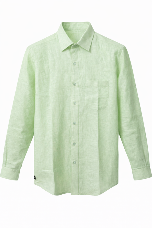 Men's Linen Shirt - Mint Pastel Linen