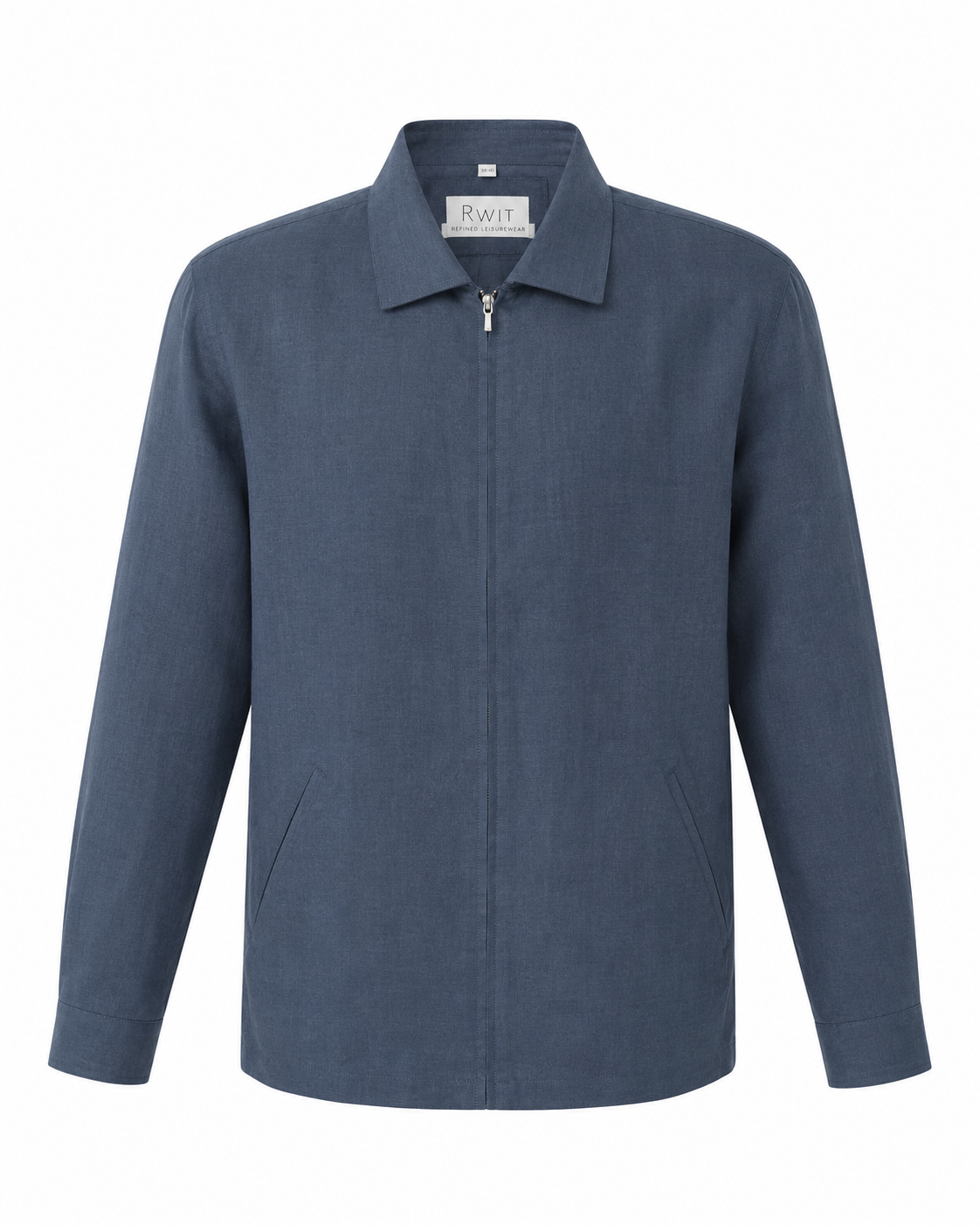 Steel Blue Zip Cotton Overshirt