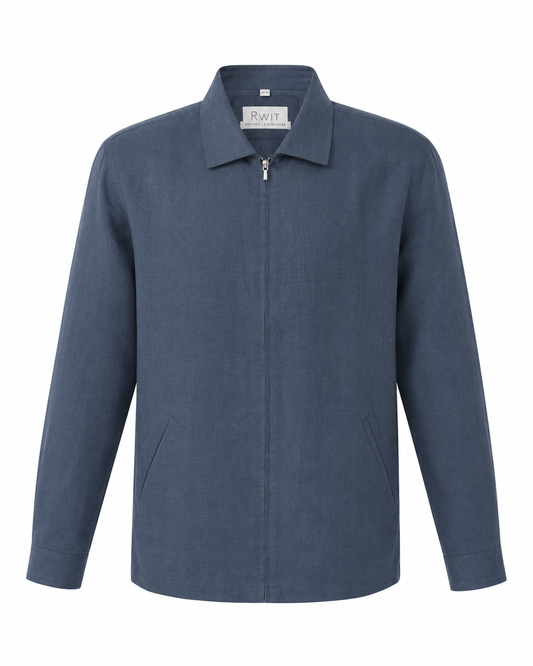 Steel Blue Zip Cotton Overshirt