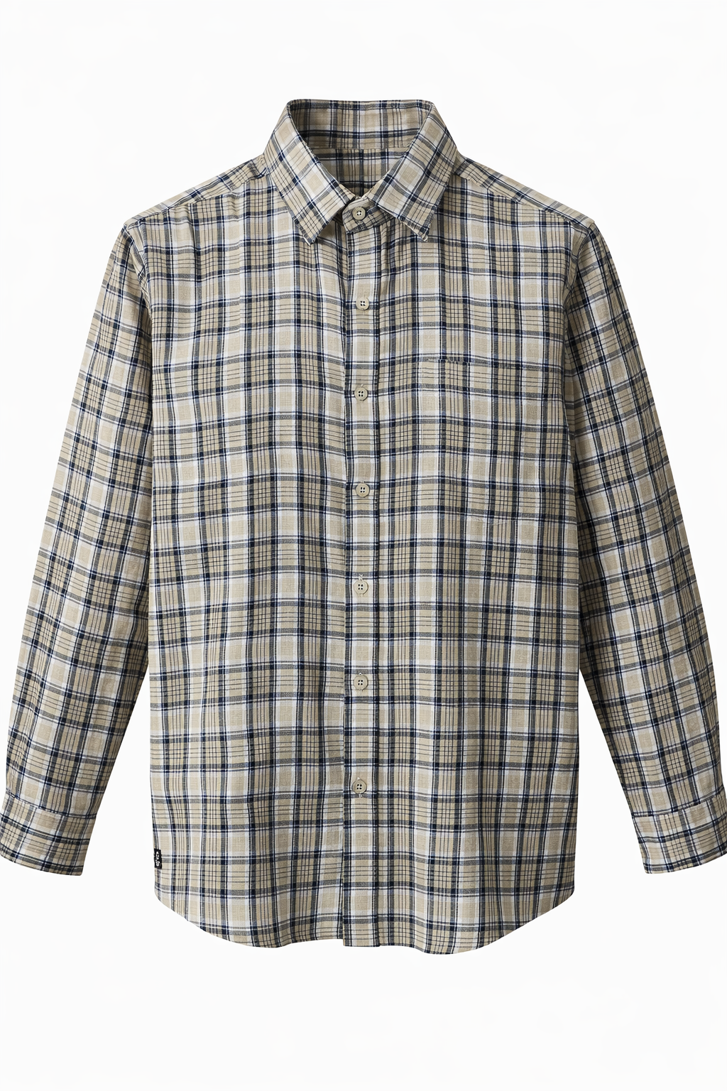 Men's Linen Shirt - Desert Khaki Check