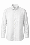 Men's Linen Shirt - Off White with Subtle Grey Stripes