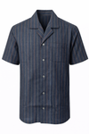 Men's Jute fabric shirt - Slate Black with Fine Stripes