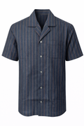 Men's Jute fabric shirt - Slate Black with Fine Stripes