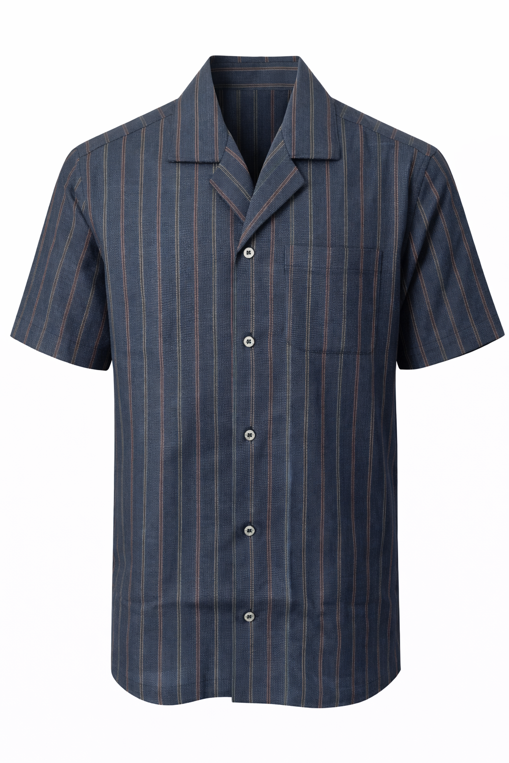 Men's Jute fabric shirt - Slate Black with Fine Stripes