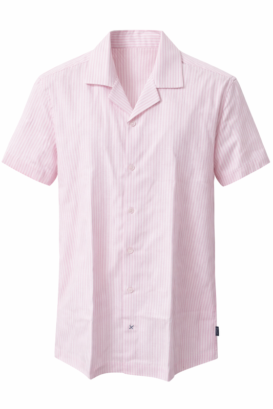 Men’s Linen Shirt - Blush Pink (Striped)