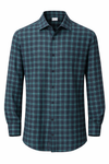 Men's Linen Shirt - Midnight Teal Plaid