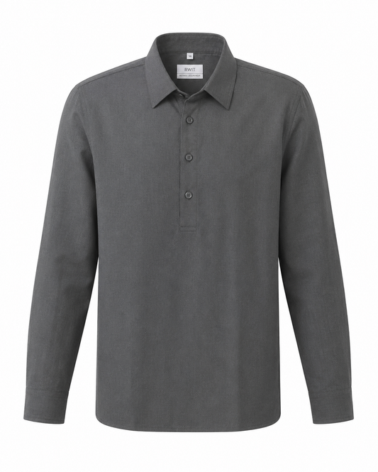 Graphite Grey Cotton Half-Placket Shirt