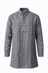 Men's Linen Kurta - Charcoal Grey (Textured)