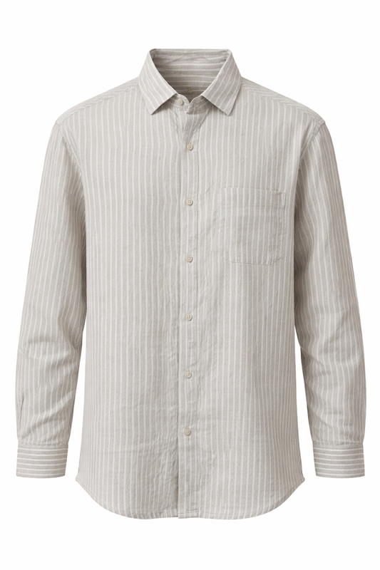 Men's Linen Shirt - Linen Sand Stripe Classic