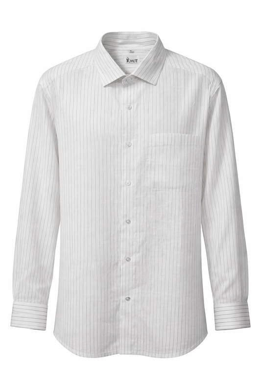 Men's Linen Shirt - Frost White Pinstripe