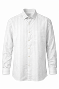 Arctic White Stripe 60 Lea Linen Shirt (brooklee)