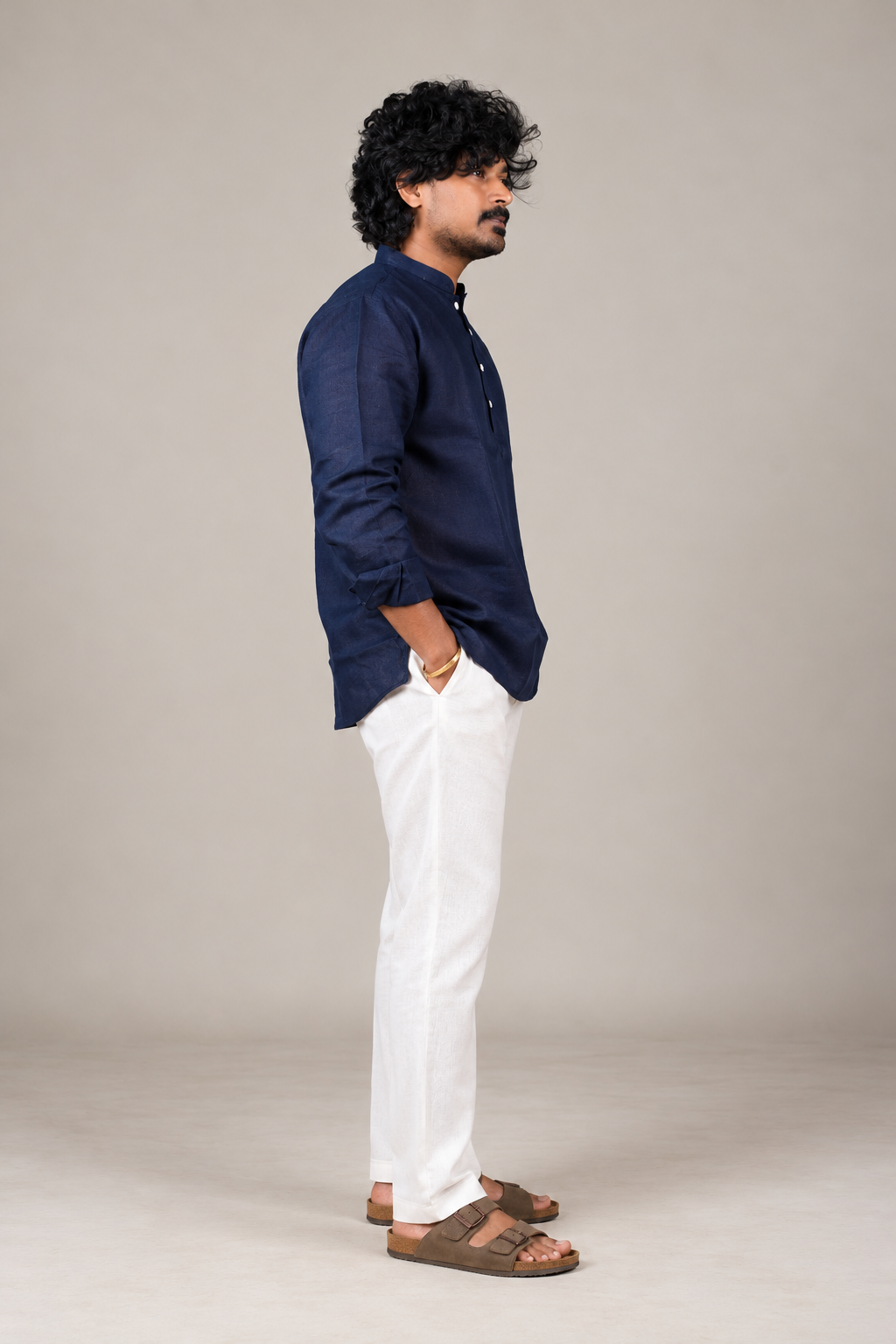 KWIT Pure Linen Shirt  -Navy Blue