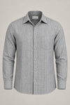 KWIT Pure Linen Shirt  - Grey Pinstripe