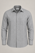 KWIT Pure Linen Shirt  - Grey Pinstripe